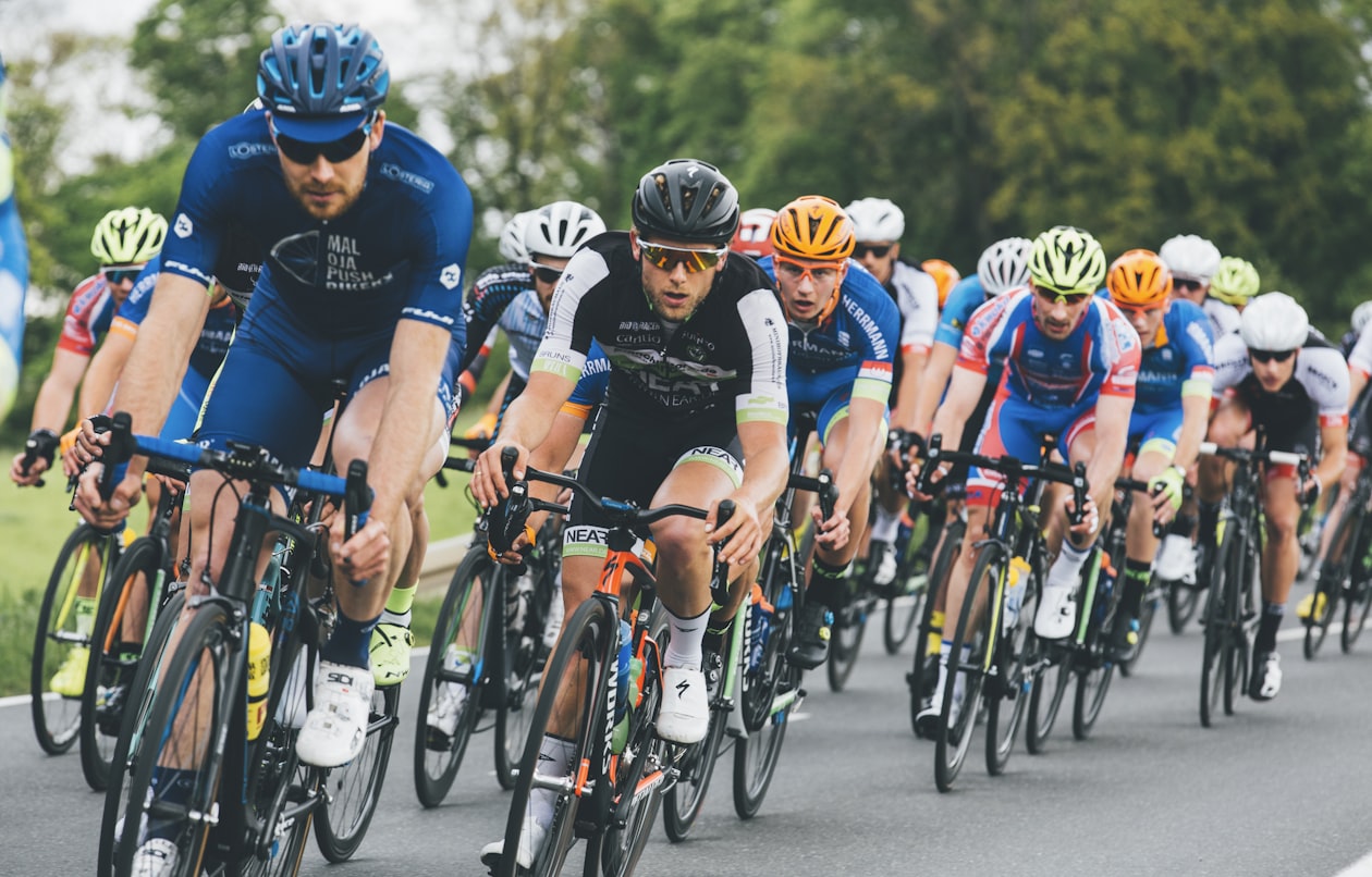 Elite cyclists racing